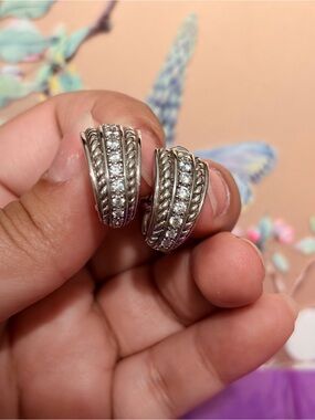 Judith Ripka Sterling Silver Crystal Hoop Earrings